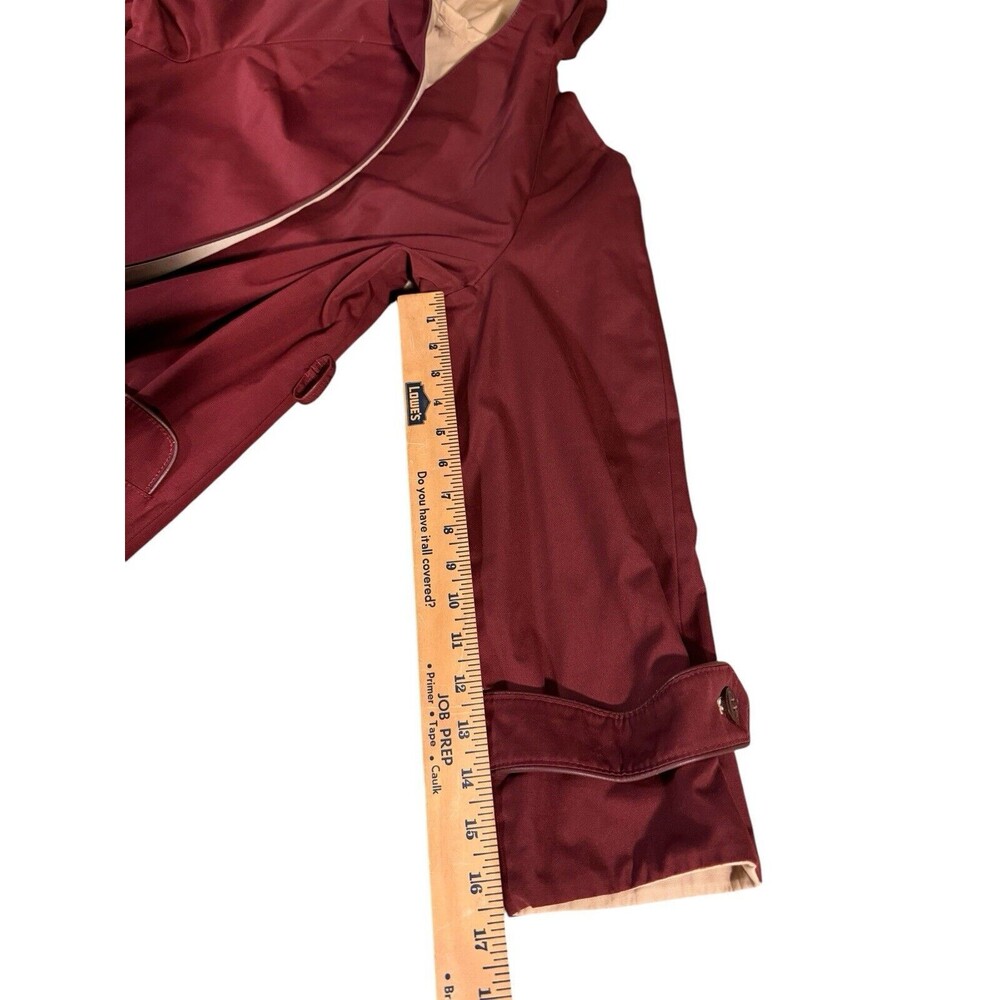 Etienne Aigner Reversible Hooded Trench Coat Size 12 Burgundy Khaki VTG belted - Picture 5 of 14